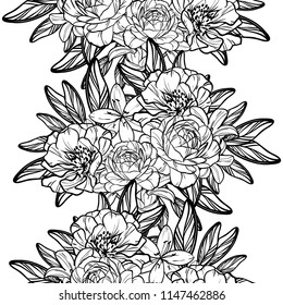 Abstract seamless pattern with plants, herbs and flowers, colorful botanical illustration.

