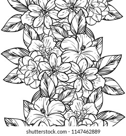 Abstract seamless pattern with plants, herbs and flowers, colorful botanical illustration.
