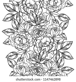 Abstract seamless pattern with plants, herbs and flowers, colorful botanical illustration.
