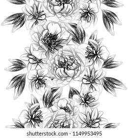 Abstract seamless pattern with plants, herbs and flowers, colorful botanical illustration.