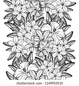 Abstract seamless pattern with plants, herbs and flowers, colorful botanical illustration.