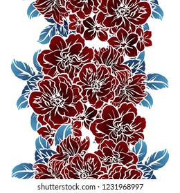 Abstract seamless pattern with plants, herbs and flowers