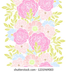 Abstract seamless pattern with plants, herbs and flowers