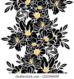 Abstract seamless pattern with plants, herbs and flowers