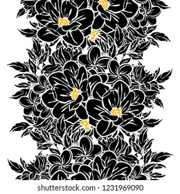 Abstract seamless pattern with plants, herbs and flowers