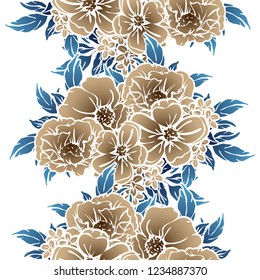 Abstract seamless pattern with plants, herbs and flowers
