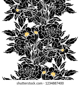 Abstract seamless pattern with plants, herbs and flowers