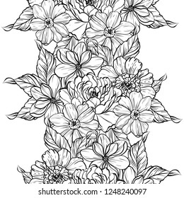 Abstrato padrão sem emenda com plantas, ervas e flores