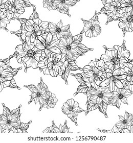 Abstract seamless pattern with plants, herbs and flowers
