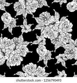 Abstract seamless pattern with plants, herbs and flowers