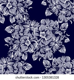 Abstract seamless pattern with plants, herbs and flowers