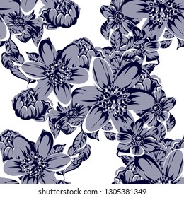 Abstract seamless pattern with plants, herbs and flowers