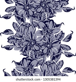 Abstract seamless pattern with plants, herbs and flowers