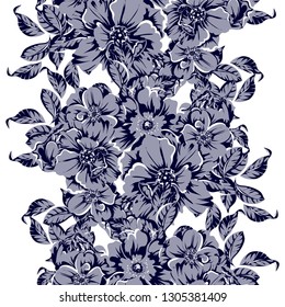 Abstract seamless pattern with plants, herbs and flowers