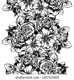 Abstract seamless pattern with plants, herbs and flowers