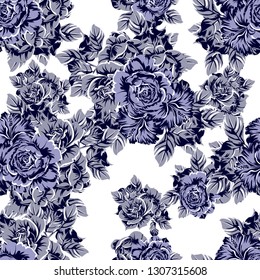 Abstract seamless pattern with plants, herbs and flowers