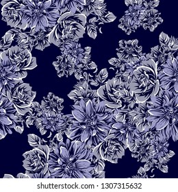 Abstract seamless pattern with plants, herbs and flowers