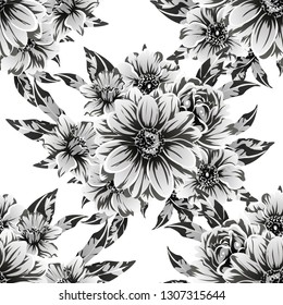 Abstract seamless pattern with plants, herbs and flowers