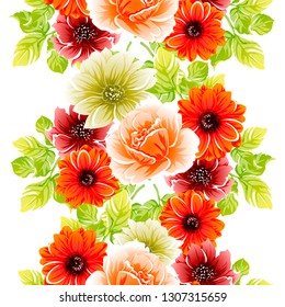 Abstract seamless pattern with plants, herbs and flowers