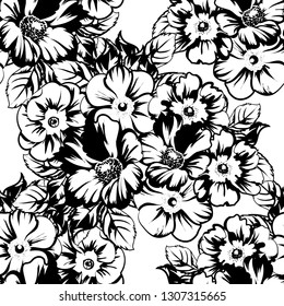 Abstract seamless pattern with plants, herbs and flowers