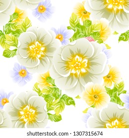 Abstract seamless pattern with plants, herbs and flowers
