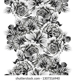 Abstract seamless pattern with plants, herbs and flowers