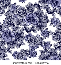 Abstract seamless pattern with plants, herbs and flowers