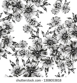 Abstract seamless pattern with plants, herbs and flowers