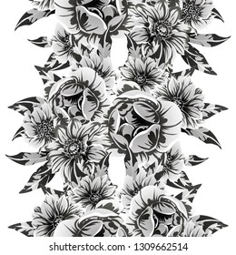 Abstract seamless pattern with plants, herbs and flowers