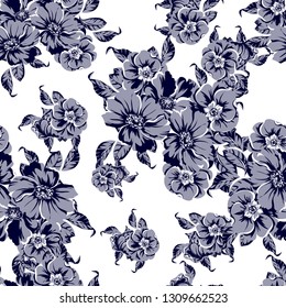 Abstract seamless pattern with plants, herbs and flowers