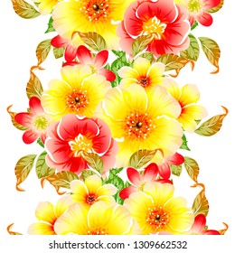 Abstract seamless pattern with plants, herbs and flowers