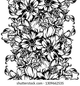 Abstract seamless pattern with plants, herbs and flowers