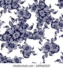 Abstract seamless pattern with plants, herbs and flowers