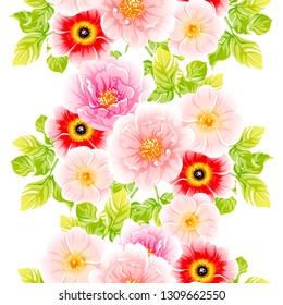 Abstract seamless pattern with plants, herbs and flowers