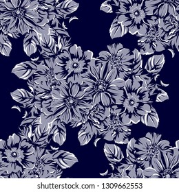 Abstract seamless pattern with plants, herbs and flowers