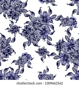 Abstract seamless pattern with plants, herbs and flowers