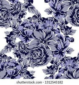 Abstract seamless pattern with plants, herbs and flowers