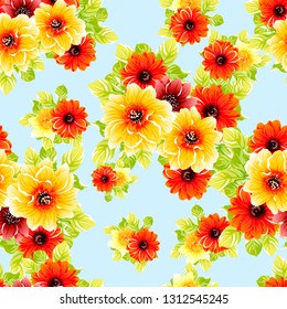 Abstract seamless pattern with plants, herbs and flowers