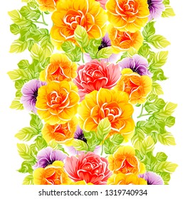 Abstract seamless pattern with plants, herbs and flowers