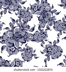 Abstract seamless pattern with plants, herbs and flowers