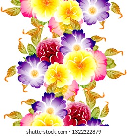 Abstract seamless pattern with plants, herbs and flowers