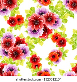 Abstract seamless pattern with plants, herbs and flowers