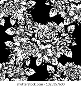 Abstract seamless pattern with plants, herbs and flowers