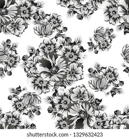 Abstract seamless pattern with plants, herbs and flowers