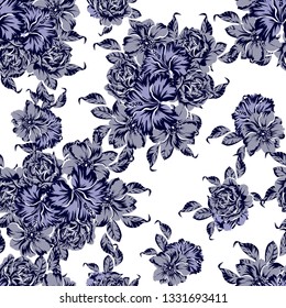 Abstract seamless pattern with plants, herbs and flowers