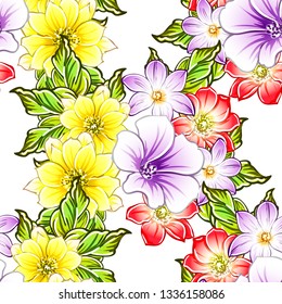 Abstract seamless pattern with plants, herbs and flowers