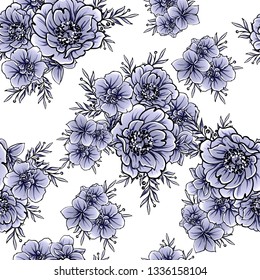 Abstract seamless pattern with plants, herbs and flowers