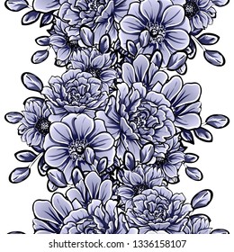 Abstract seamless pattern with plants, herbs and flowers