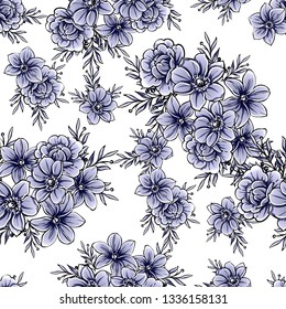 Abstract seamless pattern with plants, herbs and flowers