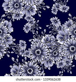 Abstract seamless pattern with plants, herbs and flowers